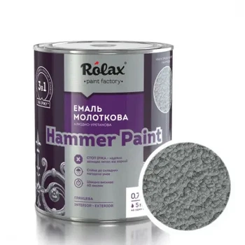 Эмаль молотковая 3 в 1 Rolax HAMMER PAINT серая 2,0 л