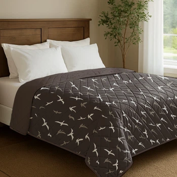 Покрывало двухстороннее Birds on brown Front/brown Zastelli 160х210см Коричневый