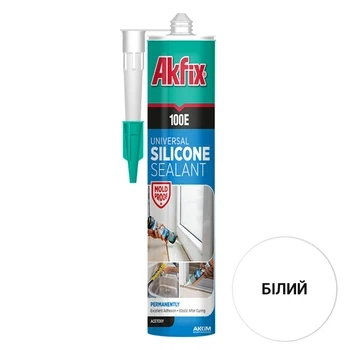 Герметик силиконовый Akfix 100Е белый 280 мл универсальный