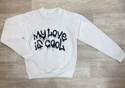 Свитшот белый "My love is cool" для девочки, размер 134 (SAV9126/134)