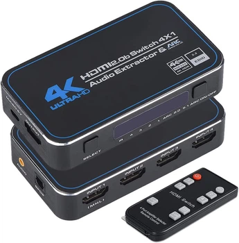 HDMI коммутатор | свитч на 4 порта Addap HVS-04, четырехнаправленный видео переключатель 4К, с поддержкой ARC,