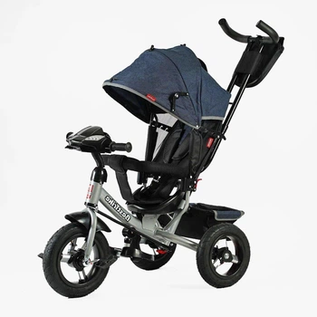 Детский велосипед Best Trike 3390-32-068 с интерактивной панелью и родительской ручкой, синий