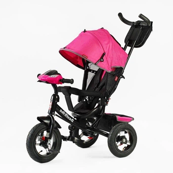 Детский велосипед Best Trike 3390-33-908 с интерактивной панелью и родительской ручкой, розовый