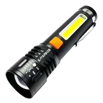 Ліхтар ручний акумуляторний BL-P716-P50-COB zoom Type-C + червоне бічне світло (2801)