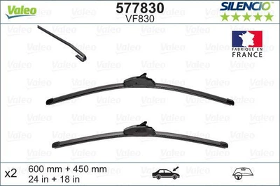Комплект щіток склоочисника безкаркасних (двірники) VALEO Silencio Flat, 577830, 600 мм. х 450 мм.