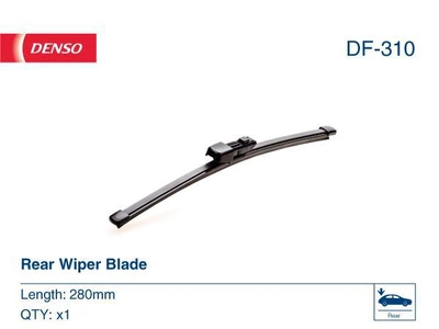 Щітка склоочисника задня безкаркасна (двірник) Denso Flat Rear, DF-310, 280 мм