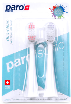 Насадки для ультразвукової зубної щітки Paro Swiss Sonic duo-clean brush 2 шт (7610458007624)