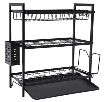 Сушилка для посуды Edenberg настольная 3 яруса 53x50x25 черная (EB-17986)
