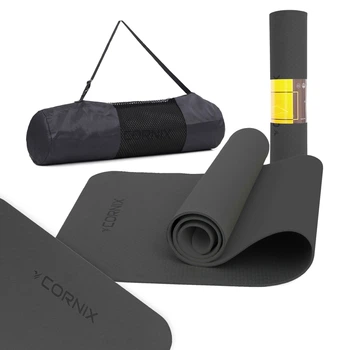 Коврик спортивный Cornix TPE 183 x 61 x 0.6 cм для йоги и фитнеса XR-0350 Black