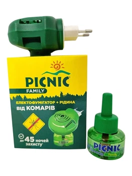 Комплект Picnic Family от комаров фумигатор и жидкость 45 ночей
