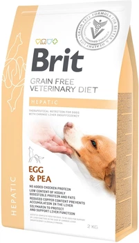 Корм сухий для дорослих собак Brit Veterinary Diet при хворобі печінки з яйцем горохом бататом та гречкою 2 кг (8595602528165)