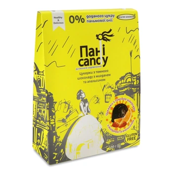 Цукерки з темного шоколаду "Пані Candy" без цукру з мигдалем та апельсином 100г, Healthy Generation