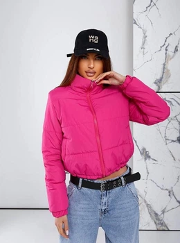 Женская демисезонная куртка короткая YULIANI 00377 46-48 (50) Малиновый ( YL - 00377/2 B )