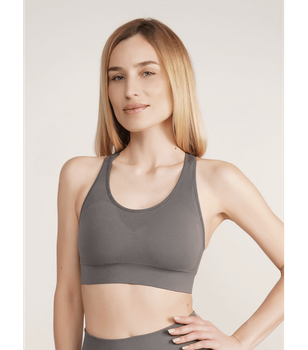 Спортивний безшовний топ з широкими бретелями - Giulia - TOP ENERGY 02 - L/XL - Poppy Seed