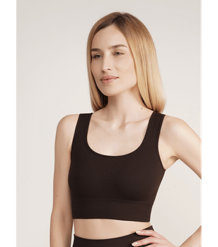 Привлекательный и комфортный эластичный топ в рубчик TOP RIB - Giulia - TOP RIB - L/XL - Chocolate