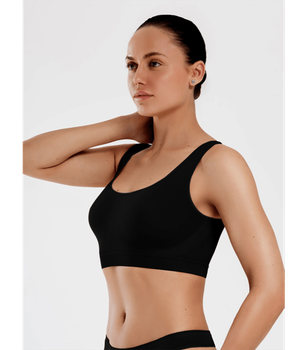 Бесшовный топ с широкими бретелями - Giulia - TANK TOP SHINE EDGE - S/M - Black