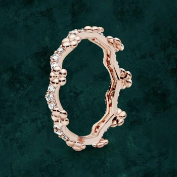 Серебряное кольцо "Цветочная корона" Pandora (Пандора) 187924CZ с покрытием 14к золотом 16.5