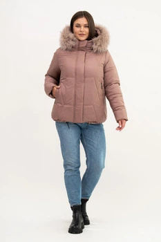 Куртка жіноча зимова великого розміру UF-Fashion LR 5-песец 48 персиковий