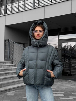 Жіночий стильний пуховик зимовий UF-fashion DV-009 44 фісташковий