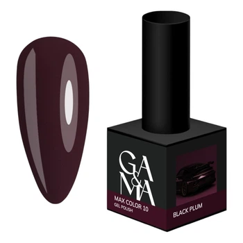 Гель-лак GA&MA Max Color 010 Макс Колор 010 Black Plum темно-фиолетовый, 10 мл