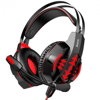 Игровые накладные наушники Hoco W102 Cool, USB, 3.5mm, 2m, Красный
