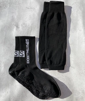 Комплект футбольные тренировочные носки FootballSocks и гетры обрезки без носка черные