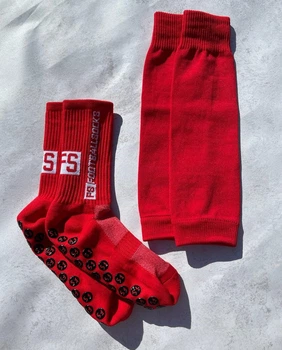 Комплект футбольные тренировочные носки FootballSocks и гетры обрезки без носка красные