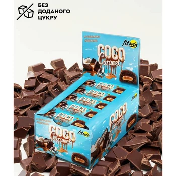 Блок Батончиків FitWin Coco Caramel із начинкою Шоколад 40 г по 20 шт (без цукру)(88804916)