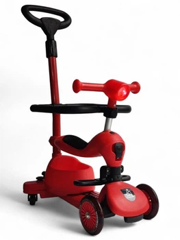 Самокат біговів дитячий триколісний Scooters Basket 619 з бортиком та батьківською ручкою Red-Black