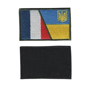 Шеврон патч на липучці Прапор Франція - Україна, 5*8см.