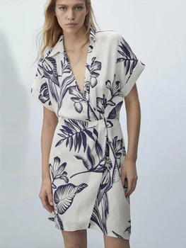 Платье на запах миди летнее женское Massimo Dutti 6685849400c32 34 Комбинированное (1000000052503)