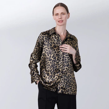 Блуза жіноча Yves Saint Laurent шовкова Леопард S коричневий