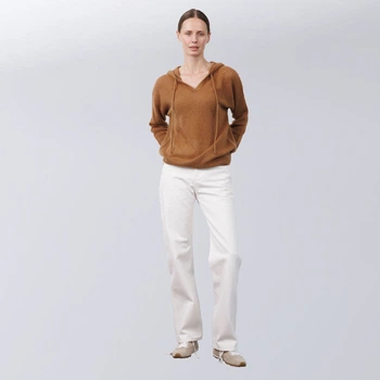 Светр жіночий Loro Piana ажурний з капюшоном S коричневий