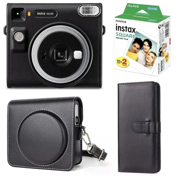 Подарочный набор камера Fujifilm Instax Square SQ40, Фотобумага 20 шт, Чехол, Фотоальбом 80 фото Чорный (Подарочная упаковка)