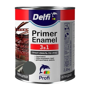 Грунт-эмаль по ржавчине Delfi 3 в 1 графит 2,8 кг