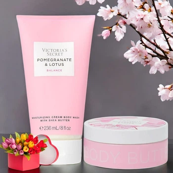 Подарунковий набір Victoria's Secret Крем-гель для душу Pomegranate & Lotus Cream + Крем-баттер для тіла Pomegranate & Lotus (85/56)