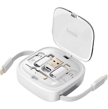 Кабель Hoco U140 Retractable charging data cable set White