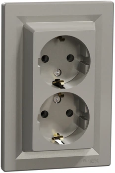 Розетка подвійна з заземленням Schneider Electric Asfora Бронза EPH9900169