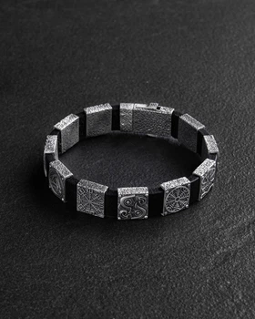 Серебряный браслет MIDGARD OF THE VIKINGS (кожа) Reytel 00051878 19