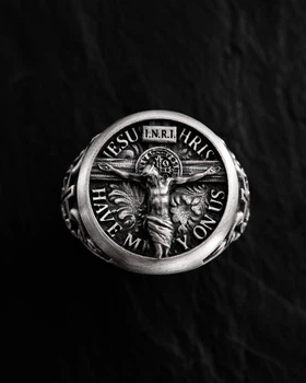 Серебряное кольцо JESUS CHRIST HAVE MERCY ON US Reytel 1197017 21