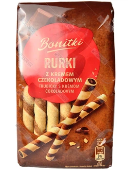 Трубочки вафельные Bonitki с шоколадным какао кремом Rurki Czekolada 280 г