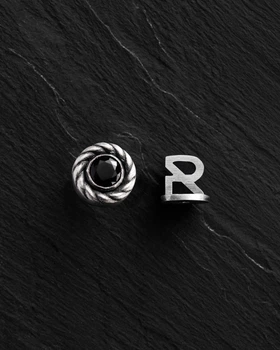 Серебряная моносерьга REEKS. BLACK STONE Reytel 69043175