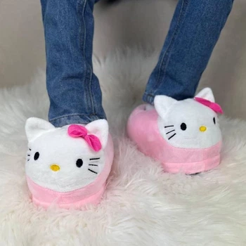 Тапочки кигуруми Хеллоу Китти My Kigu детские плюшевые мягкие тапки для девочки розовый 27-33 (Д306441)
