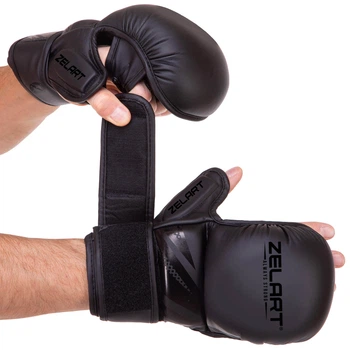 Перчатки Крабы спаринговые для MMA PU Zelart BO-3393_Черный_XL
