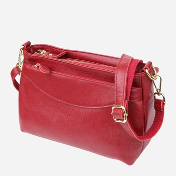 Сумка кросс-боди через плечо женская из натуральной кожи средняя Vintage leather-22982 Красная