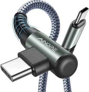 Кабель AINOPE Type-C to Type-C 60Вт, 90 Degree Angle, 2м, Grey