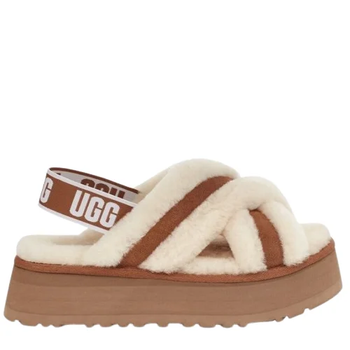 Жіночі уггі Диско Сандалі Платформа Помаранчеві UGG Disco Cross Slides Chestnut (38, помаранчевий)
