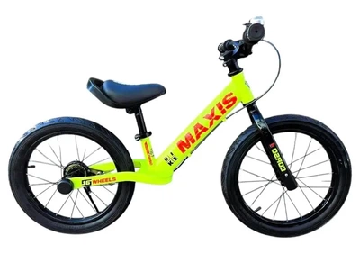 Беговел (велобег) детский CORSO MAXIS MX-65049 с ручным тормозом и надувными резиновыми колесами 16", Желтый