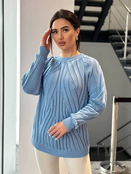 Жіночий вʼязаний блакитний светр PION onesize