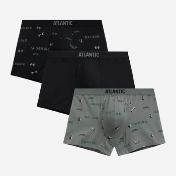 Набор трусов боксеров мужских хлопковых Atlantic 3MH-223 CZA/CZA/KHAJ XL 3 шт Черный/Хаки (5907086012314)